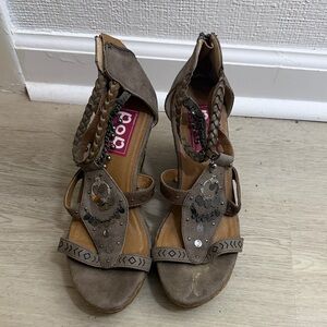 Boho Brown Sandals with Beaded Accents